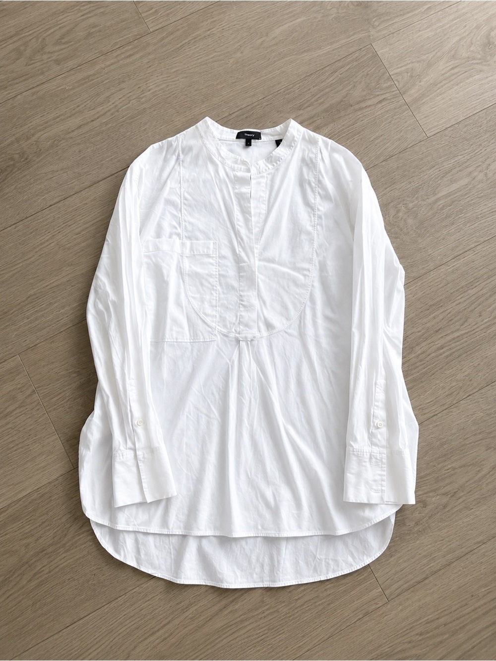 Theory White Long-Sleeve Popover Shirt